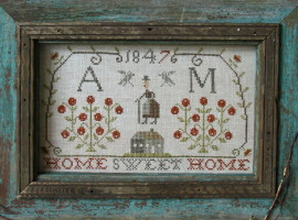 Home Sweet Home Sampler PATTERN-sampler, house, woman, birds, home