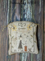 Fancey Blackett & Her Butter Churn PATTERN-cross stitch, sampler, pinkeep, witch, stitchery, pattern