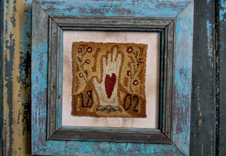 Hands to Work Needle Punch PATTERN-heart, hand, heart in hand, Shaker, needle punch, needlepunch, pinkeeper, sampler