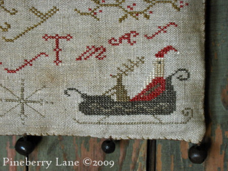 Merry Christmas Hanging Sampler PATTERN-cross stitch, sampler, stitchery, Christmas, Santa